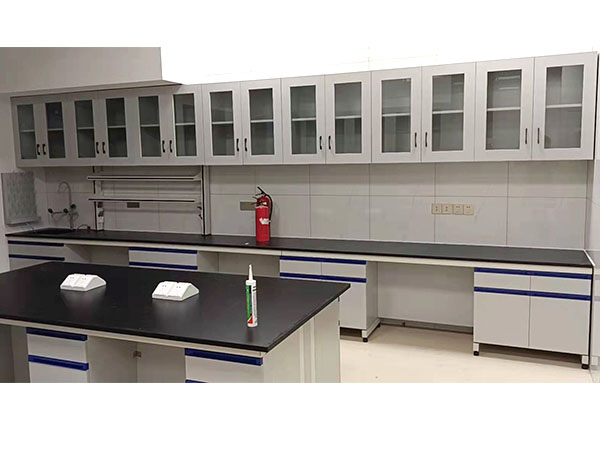 鋼木實驗臺帶吊柜灰白色 鋼木實驗臺帶吊柜